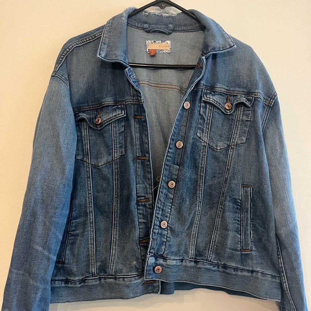Pilcro Jean Jacket have both Size M and S distressed collar. Nice wash.